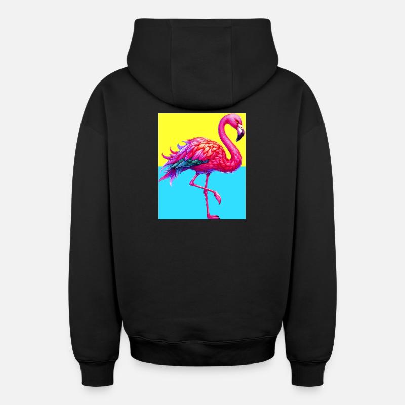 Flamant - Sweat à capuche unisexe zippé oversize épais SPREAD - noir
