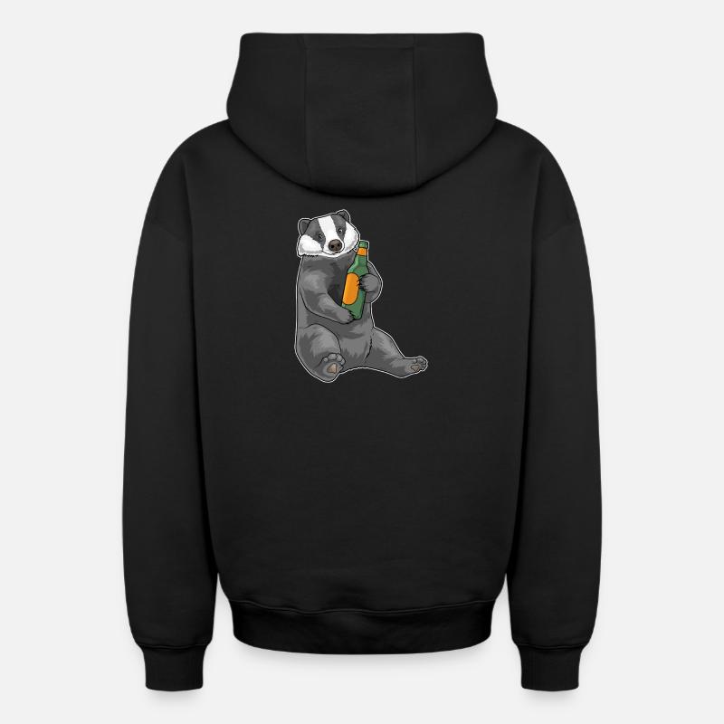 Bouteille de bière Badger - Sweat à capuche unisexe zippé oversize épais SPREAD - noir