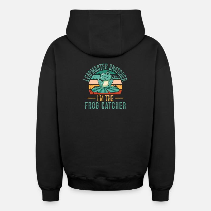 Frog Catcher Leapmaster Snatcher Frog - Oversized Heavyweight Unisex Zip Hoodie - Schwarz