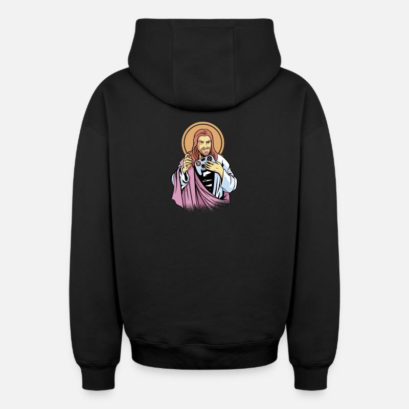 Gamer Jesus - Sweat à capuche unisexe zippé oversize épais SPREAD - noir