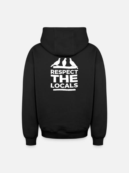 Respect the Locals - Pigeons - Oversized Heavyweight Unisex Zip Hoodie - black