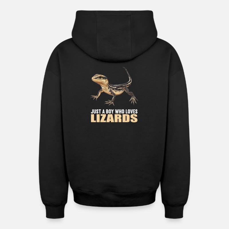 Eidechsen Eidechse - Oversized Heavyweight Unisex Zip Hoodie - Schwarz