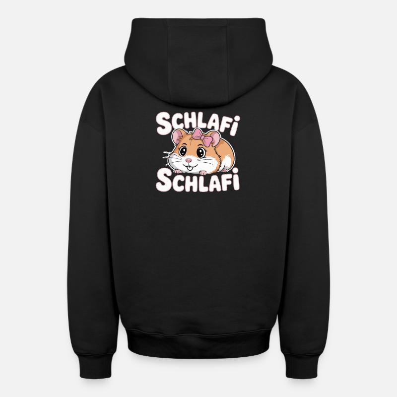 Schlafi Schlafi Hamster Design - Sweat à capuche unisexe zippé oversize épais SPREAD - noir