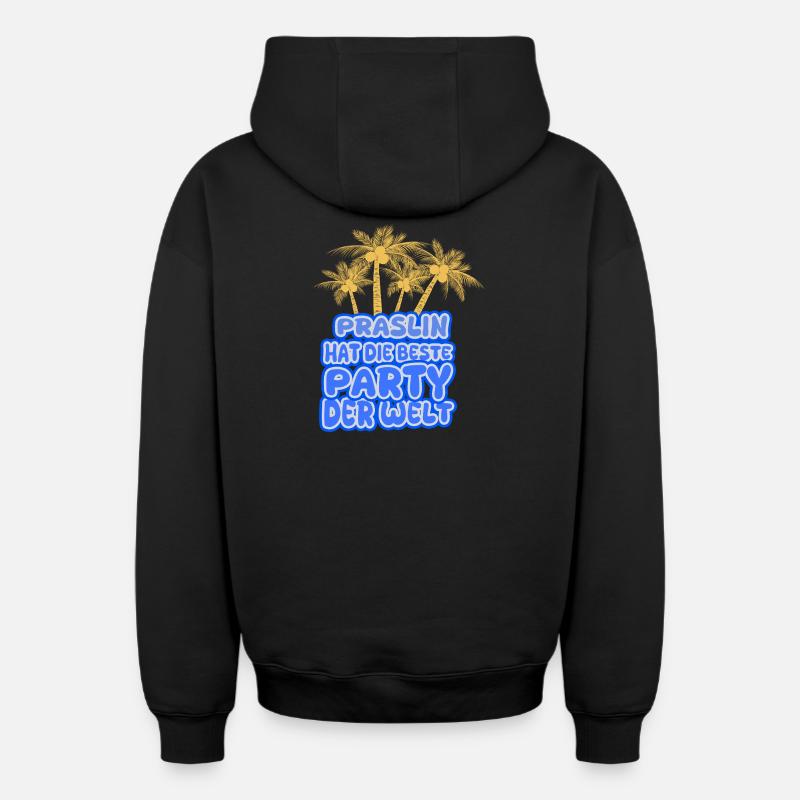 Région de vacances Praslin - Sweat à capuche unisexe zippé oversize épais SPREAD - noir