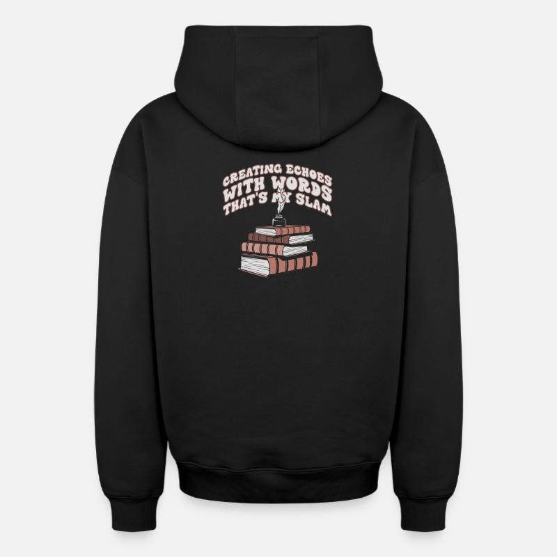 Echos durch Worte Slam-Stack - Oversized Heavyweight Unisex Zip Hoodie - Schwarz