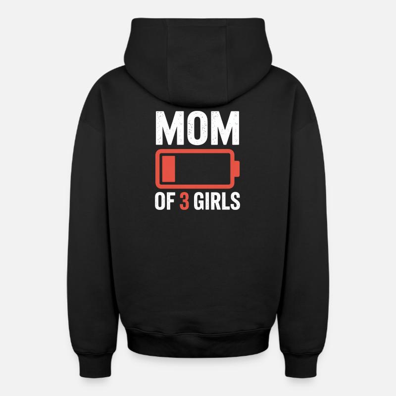 Mutter von 3 Mädchen - Oversized Heavyweight Unisex Zip Hoodie - Schwarz