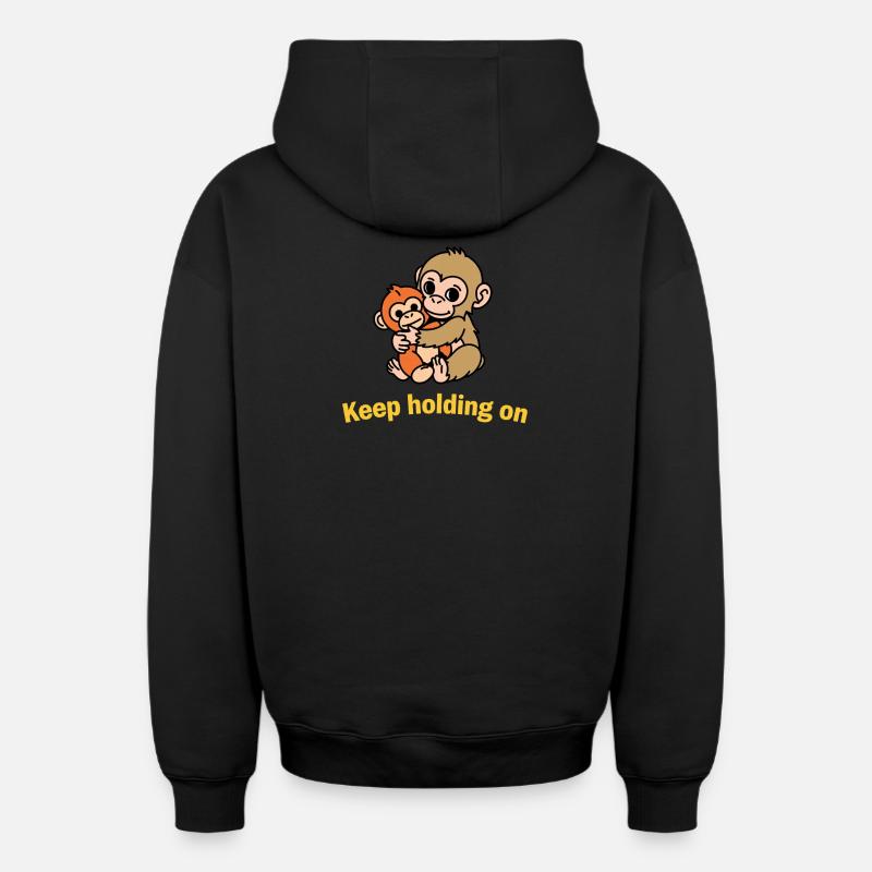 Continue de t’accrocher, les singes - Sweat à capuche unisexe zippé oversize épais SPREAD - noir