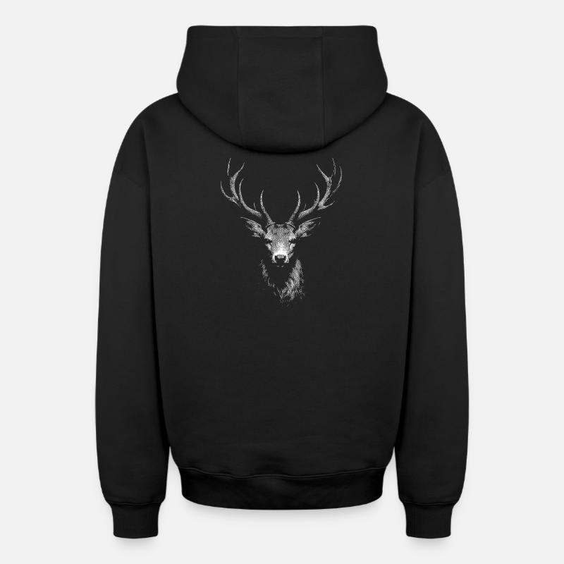 chevreuil - Sweat à capuche unisexe zippé oversize épais SPREAD - noir