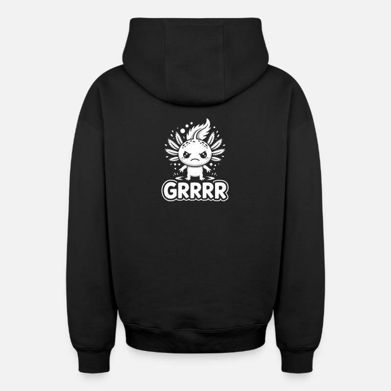 Grump Axolotl - Sweat à capuche unisexe zippé oversize épais SPREAD - noir