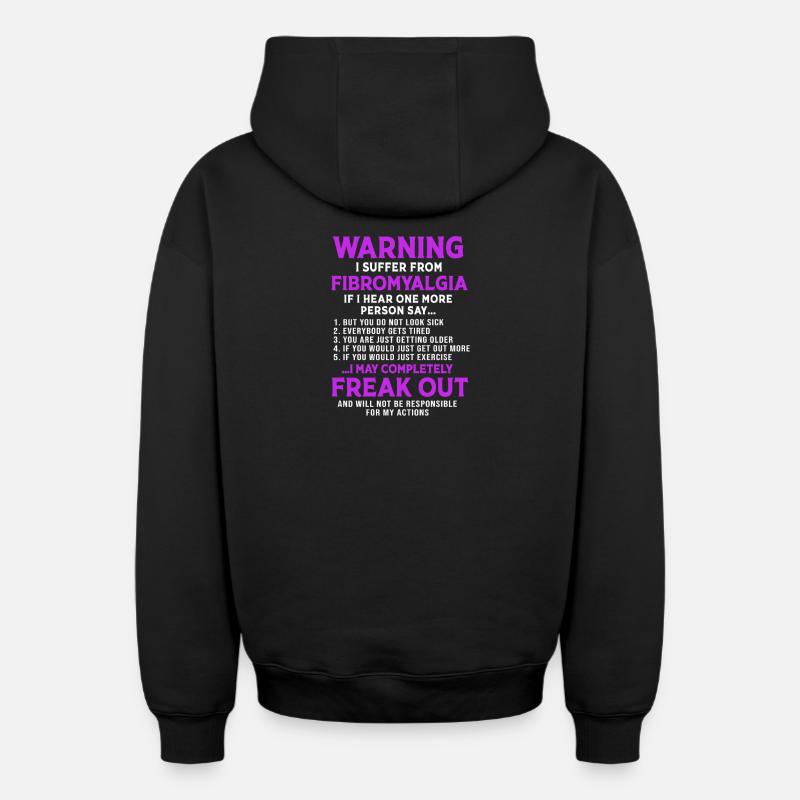 Fibromyalgie Fibro - Sweat à capuche unisexe zippé oversize épais SPREAD - noir