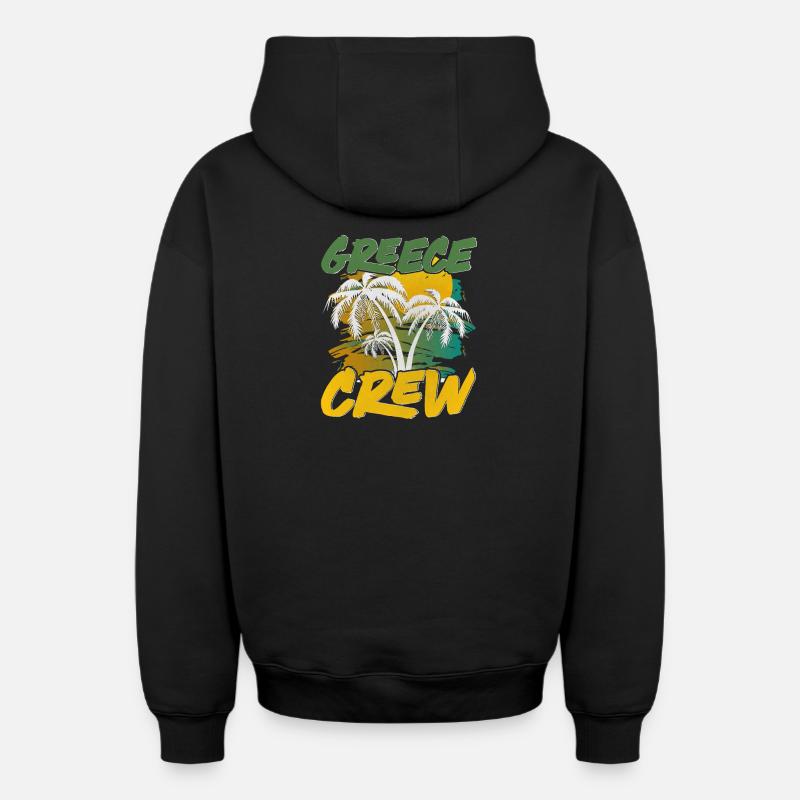 Équipage Grèce - Sweat à capuche unisexe zippé oversize épais SPREAD - noir