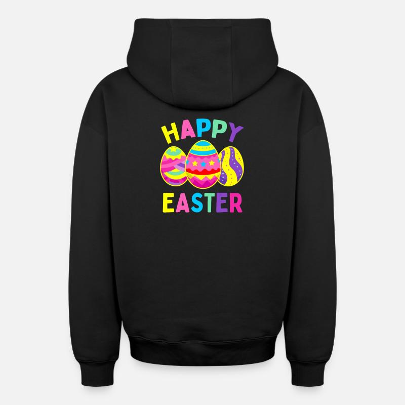 Vivid Easter Eggs Parade - Oversized Heavyweight Unisex Zip Hoodie - black