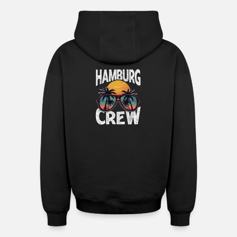 Équipage de Hambourg - Sweat à capuche unisexe zippé oversize épais SPREAD - noir