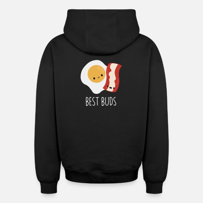Best Buds : œuf et bacon - Sweat à capuche unisexe zippé oversize épais SPREAD - noir