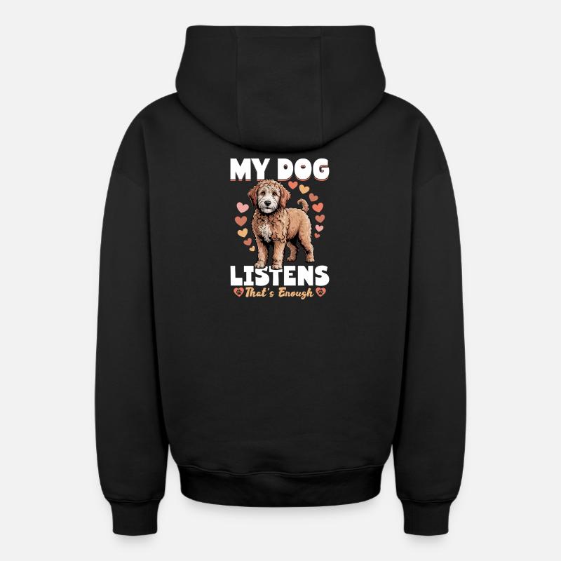 Race de chien Goldendoodle - Sweat à capuche unisexe zippé oversize épais SPREAD - noir