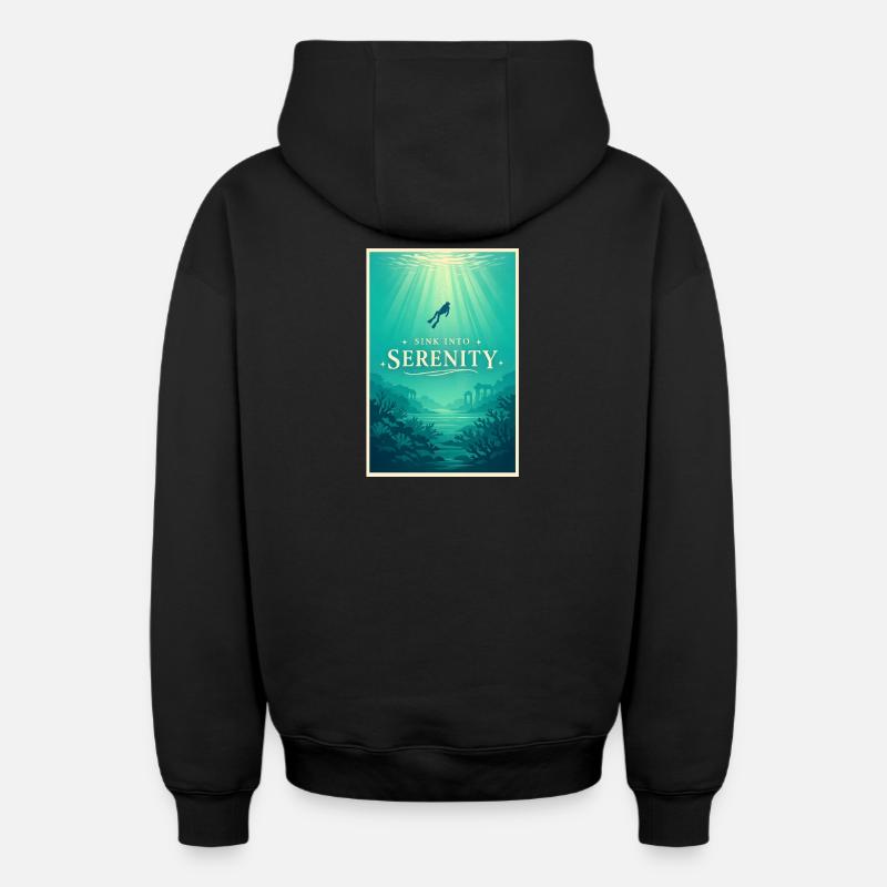 Immergez-vous dans la paix | Plongée - Sweat à capuche unisexe zippé oversize épais SPREAD - noir