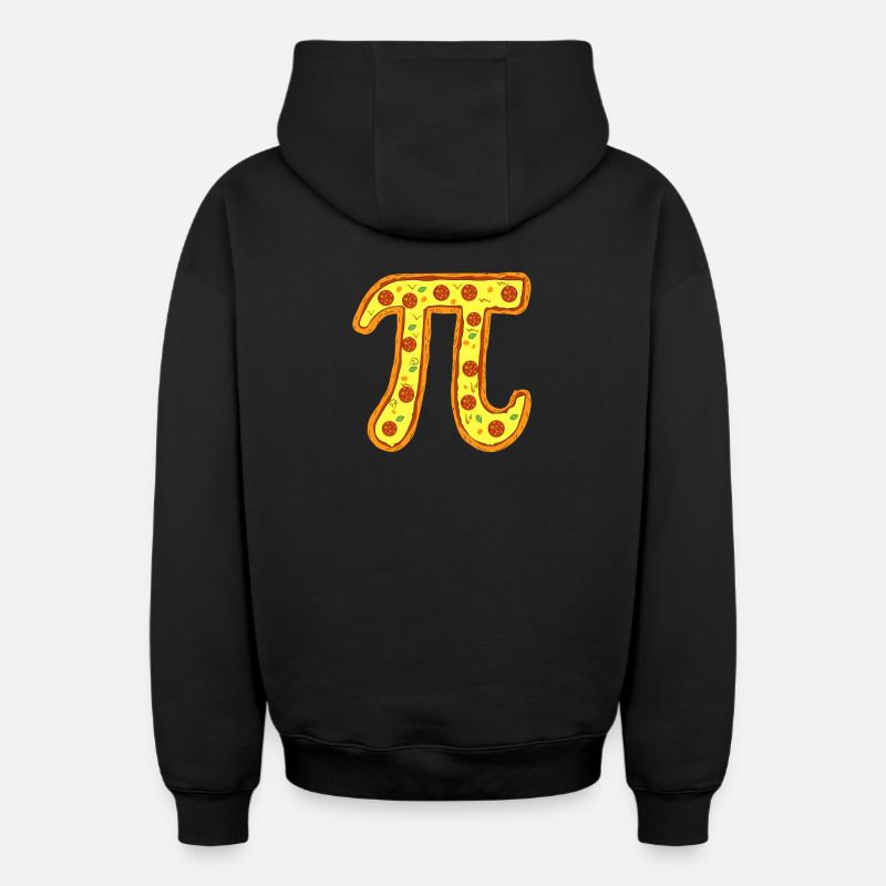 Emblème Pizza Pi, symbole Pepperoni - Sweat à capuche unisexe zippé oversize épais SPREAD - noir