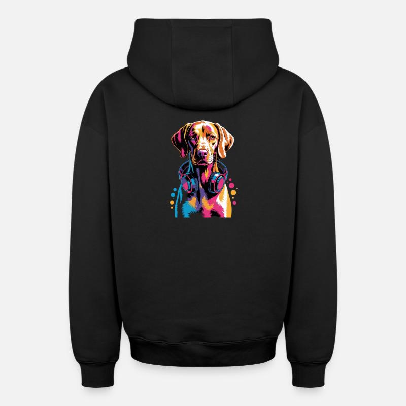 Viszla - Sweat à capuche unisexe zippé oversize épais SPREAD - noir