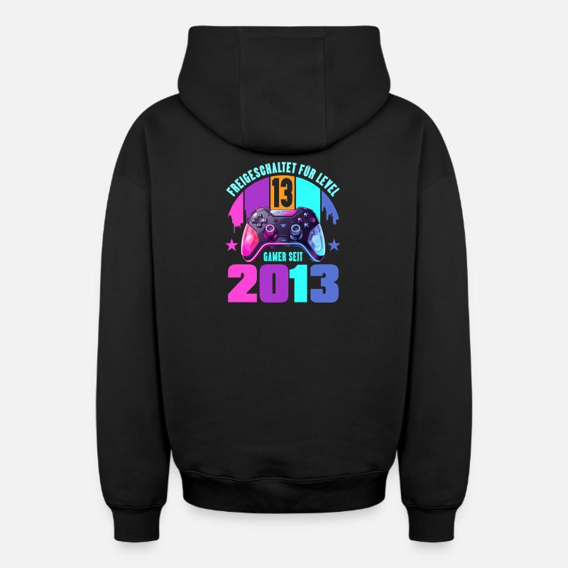 13e anniversaire, jeunes filles - Sweat à capuche unisexe zippé oversize épais SPREAD - noir