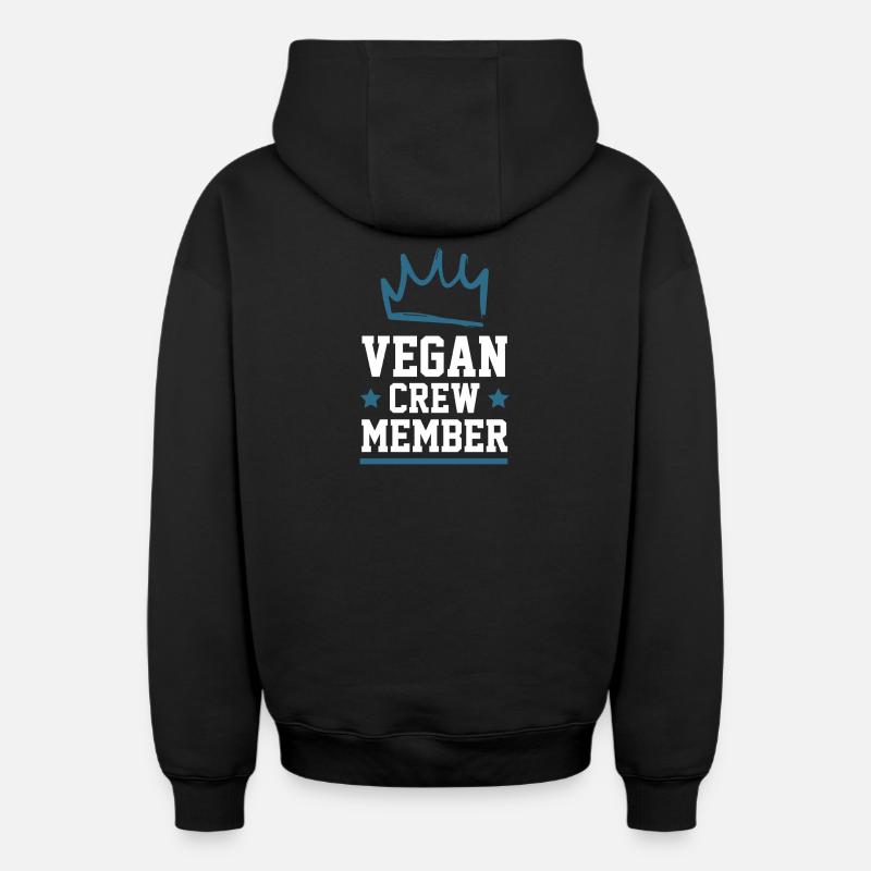 Vegan Crew - Sweat à capuche unisexe zippé oversize épais SPREAD - noir