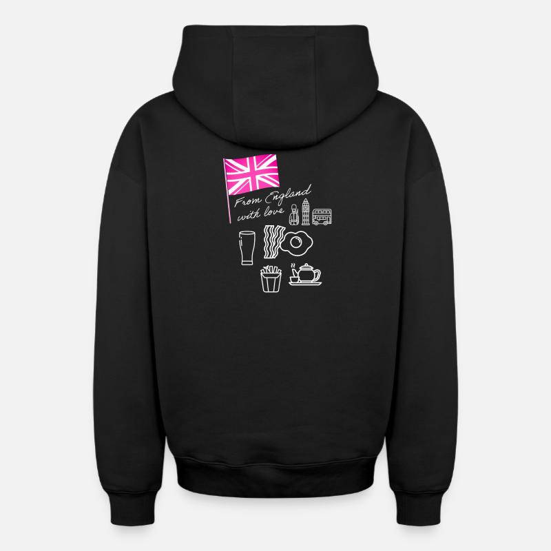 EXANGLIA (Rose + Blanc) - Sweat à capuche unisexe zippé oversize épais SPREAD - noir