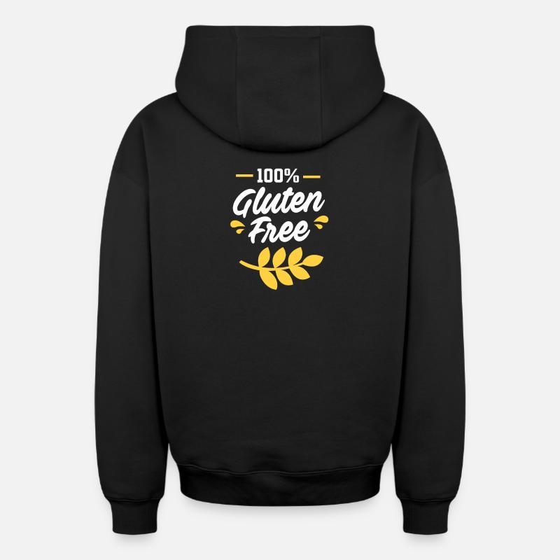 Sans gluten - Sweat à capuche unisexe zippé oversize épais SPREAD - noir