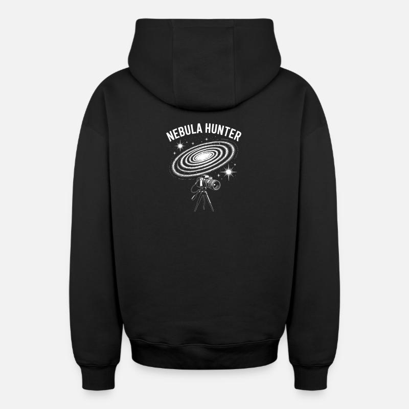 Graphisme du télescope Nebula Hunter - Sweat à capuche unisexe zippé oversize épais SPREAD - noir