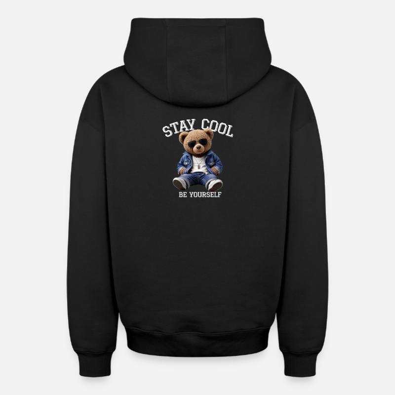 Reste calme, sois toi-même, Teddy - Sweat à capuche unisexe zippé oversize épais SPREAD - noir