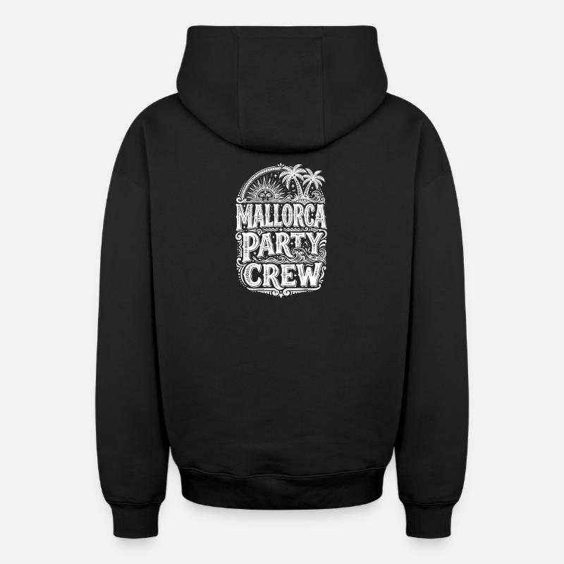 Mallorca Party Crew - Sweat à capuche unisexe zippé oversize épais SPREAD - noir