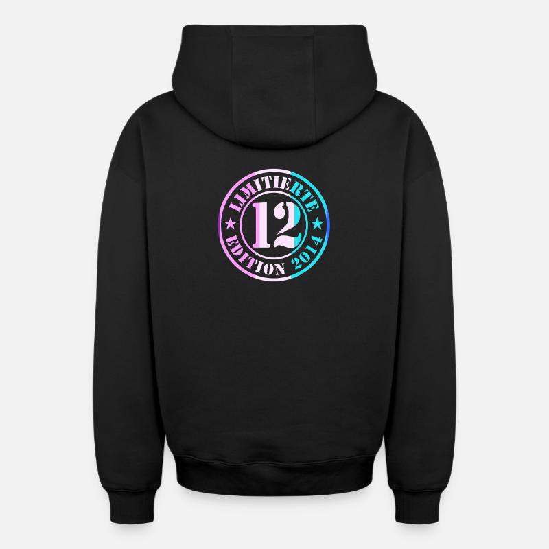 Garçon du 12e anniversaire - Sweat à capuche unisexe zippé oversize épais SPREAD - noir