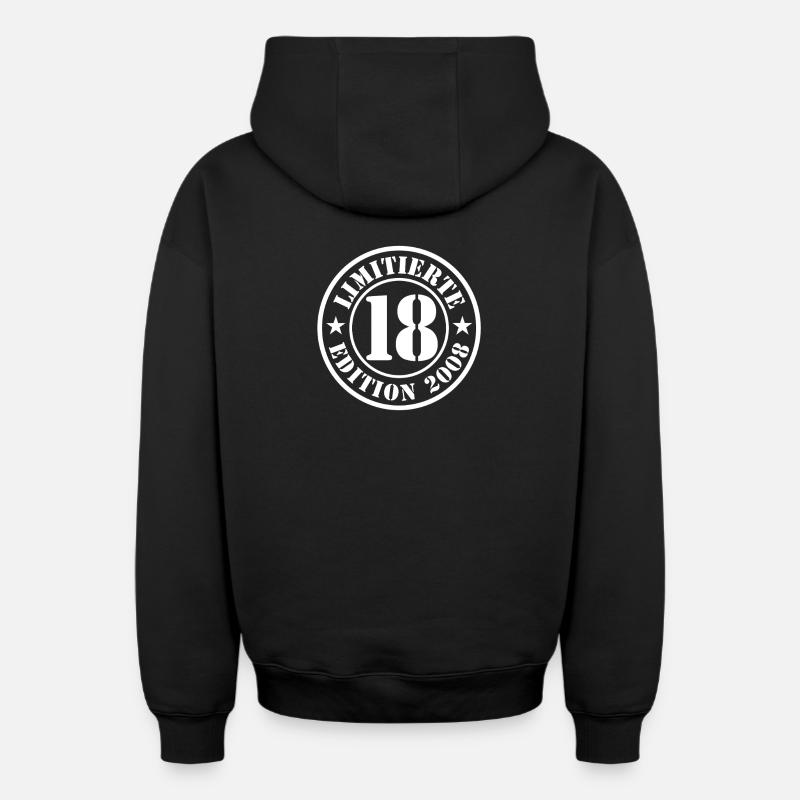 18e anniversaire, jeunes filles - Sweat à capuche unisexe zippé oversize épais SPREAD - noir
