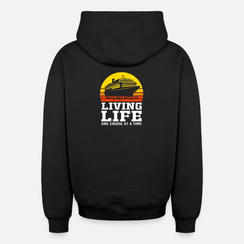 Croisière en bateau de croisière - Sweat à capuche unisexe zippé oversize épais SPREAD - noir
