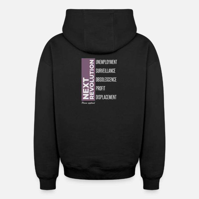 Révolution industrielle anti-IA - Sweat à capuche unisexe zippé oversize épais SPREAD - noir