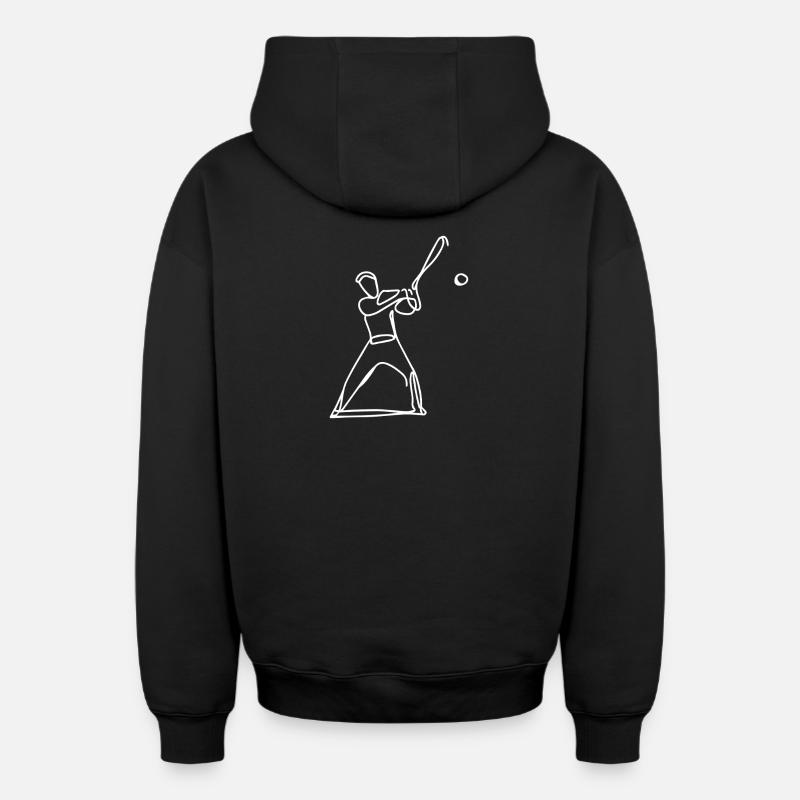 Sketch du joueur de baseball - Sweat à capuche unisexe zippé oversize épais SPREAD - noir