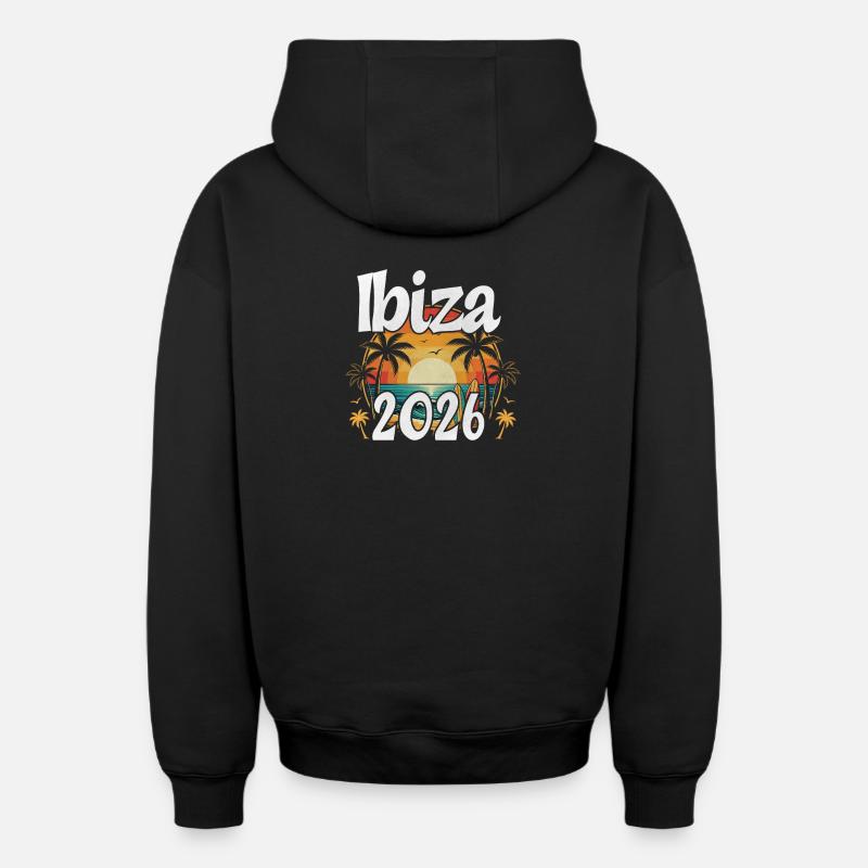 Ibiza 2026 - Sweat à capuche unisexe zippé oversize épais SPREAD - noir