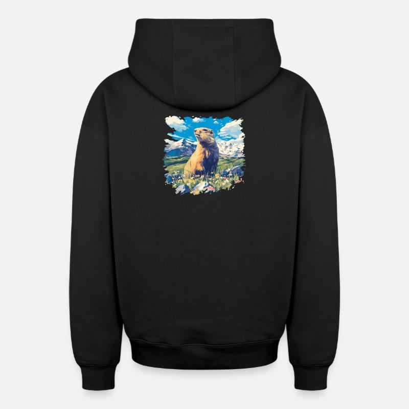 Marmottes Marmotte - Sweat à capuche unisexe zippé oversize épais SPREAD - noir