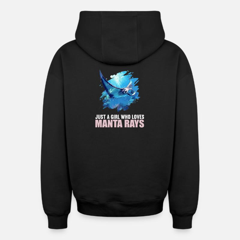 Raies Manta Raies - Sweat à capuche unisexe zippé oversize épais SPREAD - noir