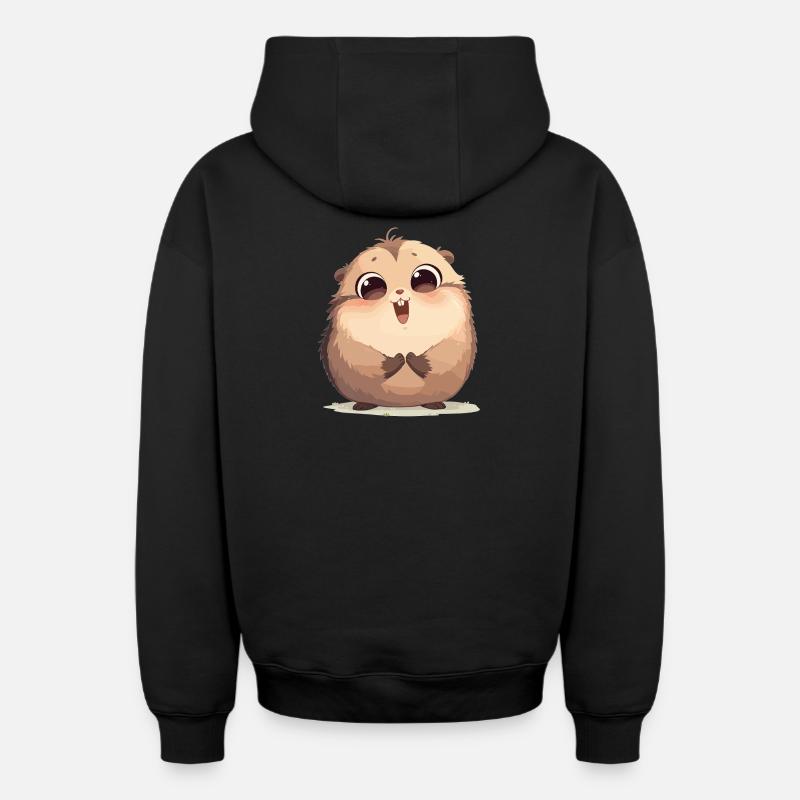 Marmottes Marmotte - Sweat à capuche unisexe zippé oversize épais SPREAD - noir