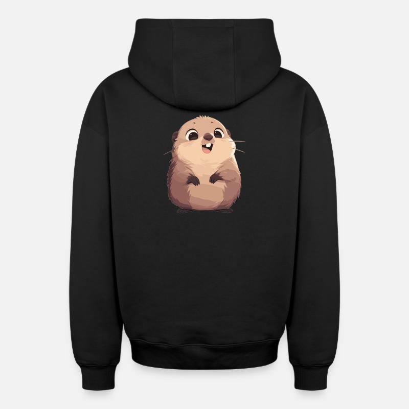 Marmottes Marmotte - Sweat à capuche unisexe zippé oversize épais SPREAD - noir