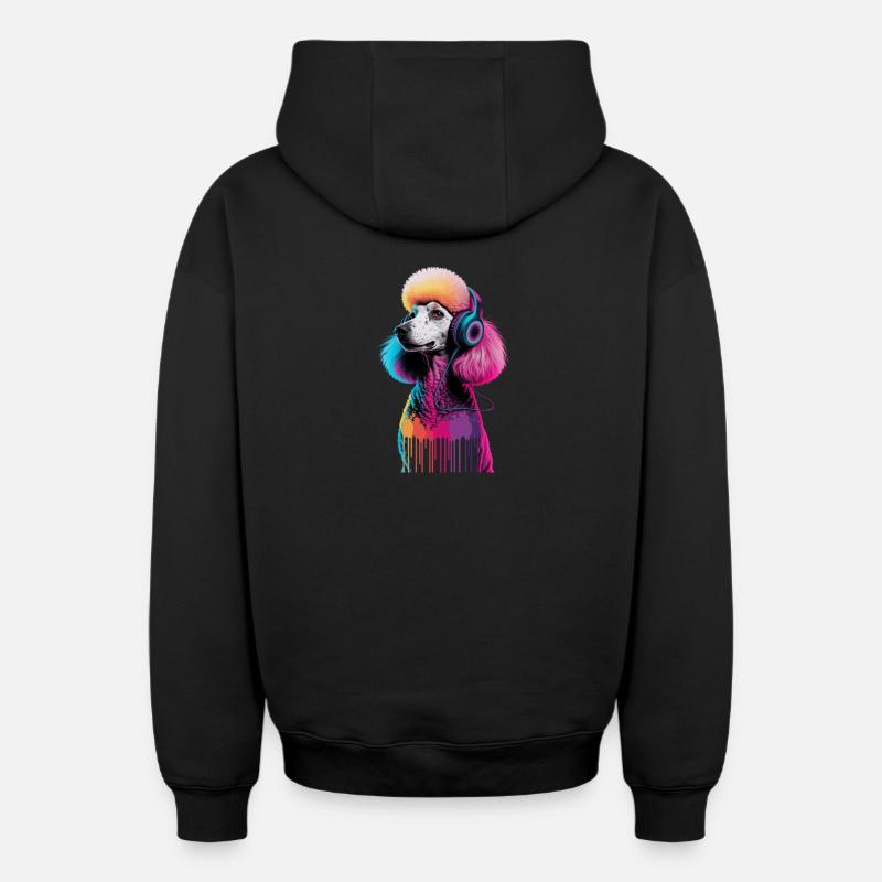 Caniche avec un casque - Sweat à capuche unisexe zippé oversize épais SPREAD - noir
