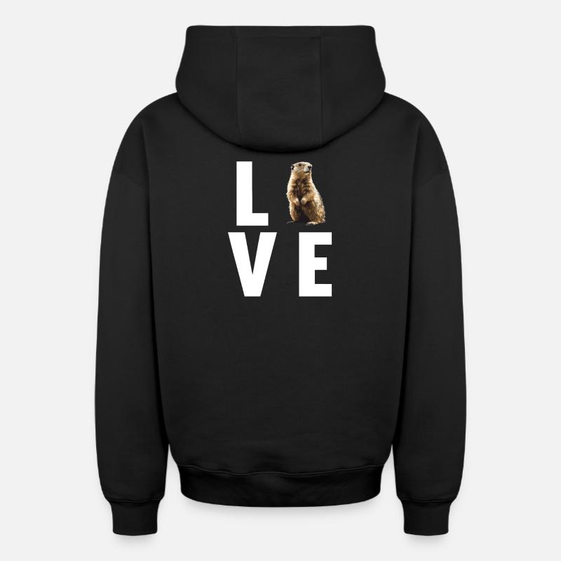 Marmottes Marmotte - Sweat à capuche unisexe zippé oversize épais SPREAD - noir