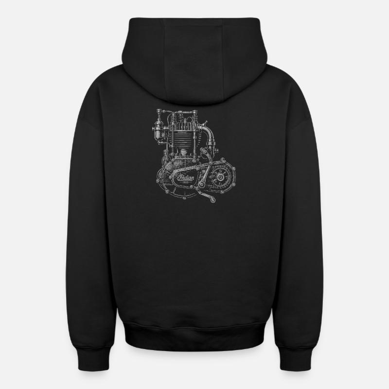 Motocyclette - Sweat à capuche unisexe zippé oversize épais SPREAD - noir