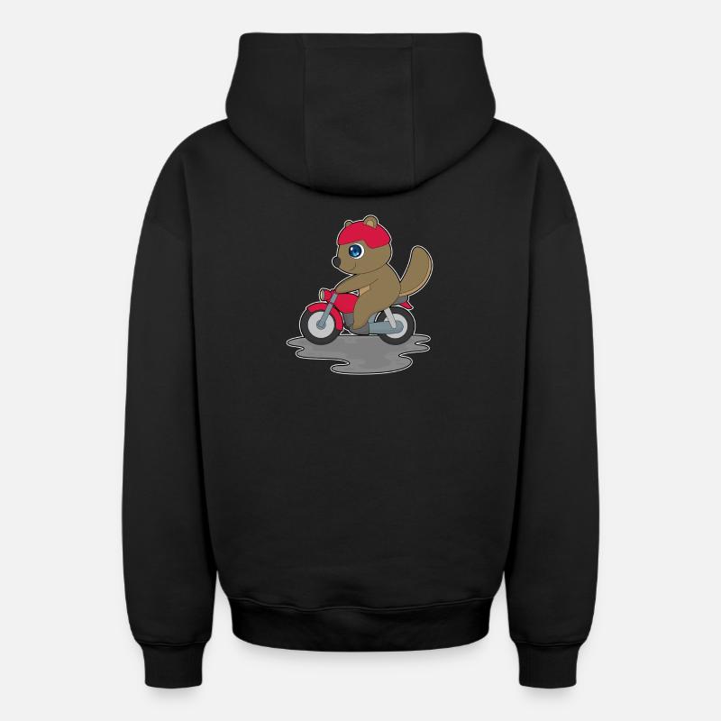 Beaver Motorcycle - Sweat à capuche unisexe zippé oversize épais SPREAD - noir