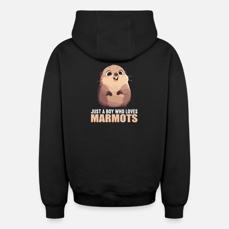 Marmottes Marmotte - Sweat à capuche unisexe zippé oversize épais SPREAD - noir