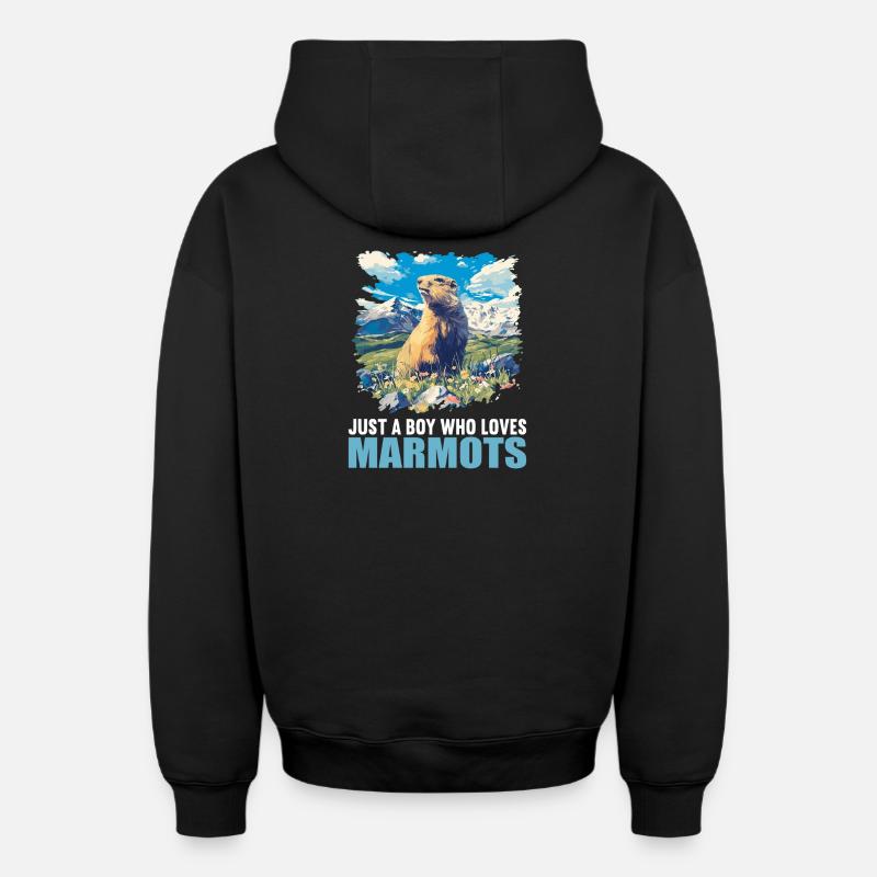Marmottes Marmotte - Sweat à capuche unisexe zippé oversize épais SPREAD - noir