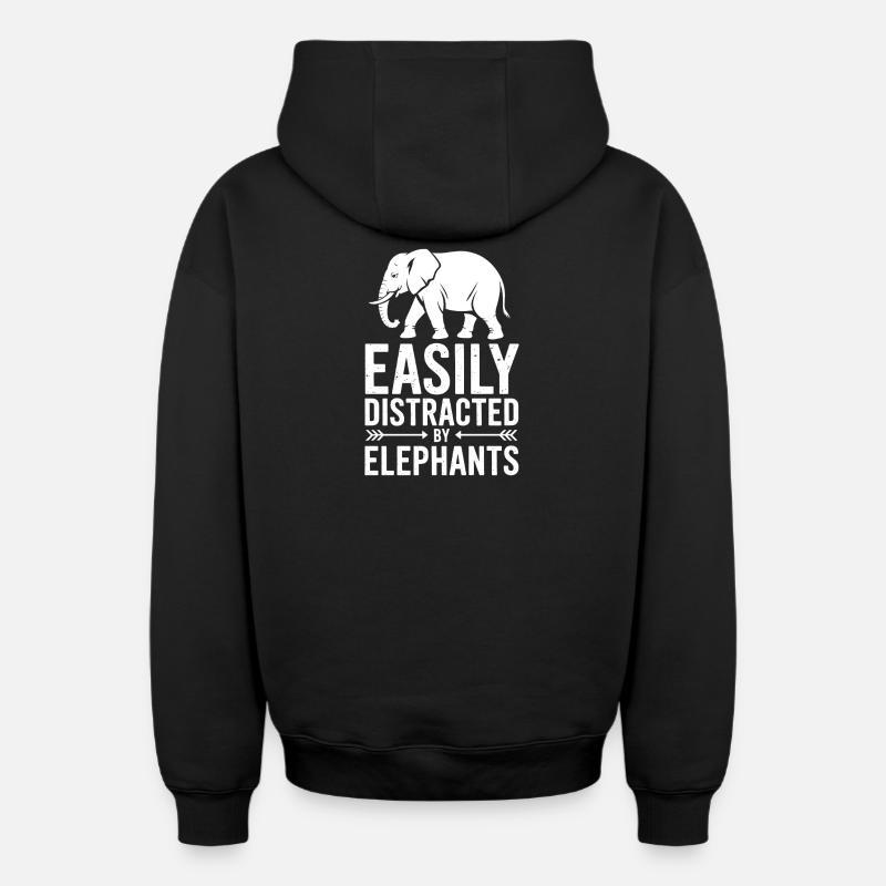 Expressions d’éléphant Éléphant Drôle d’éléphant - Sweat à capuche unisexe zippé oversize épais SPREAD - noir