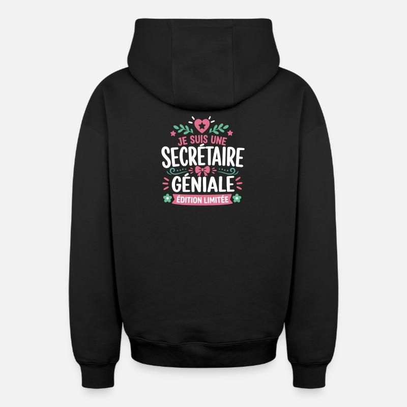 Secrétaire Géniale Édition Limitée - Sweat à capuche unisexe zippé oversize épais SPREAD - noir