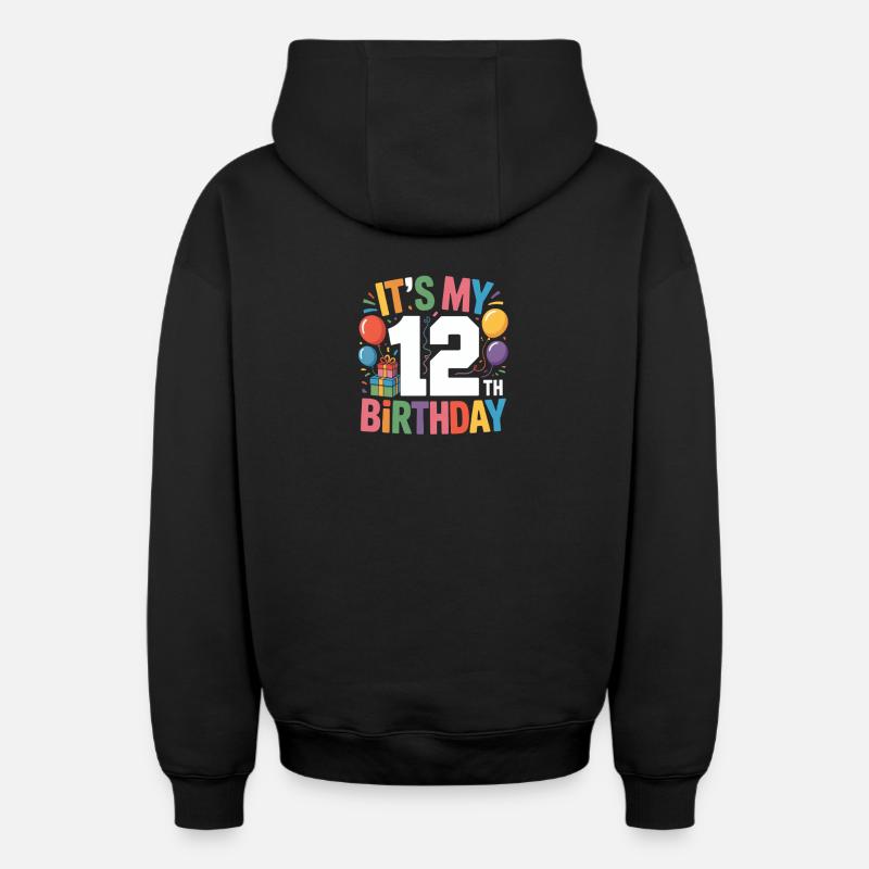 12e anniversaire - Sweat à capuche unisexe zippé oversize épais SPREAD - noir
