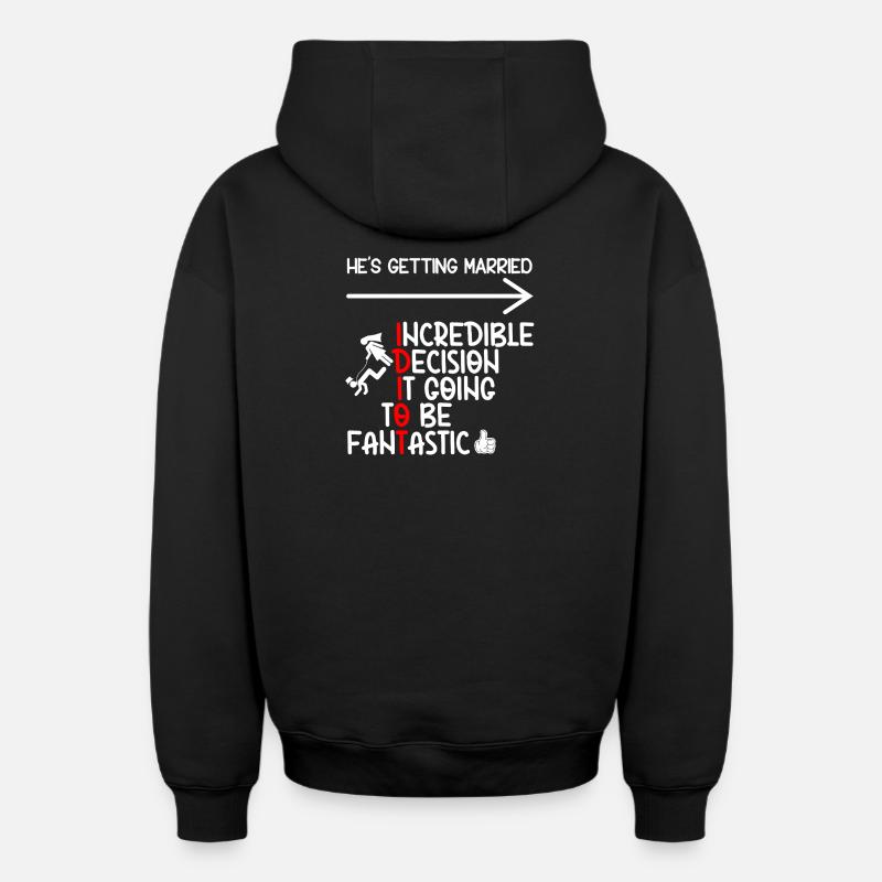 Idiot de célibataire drôle - Sweat à capuche unisexe zippé oversize épais SPREAD - noir