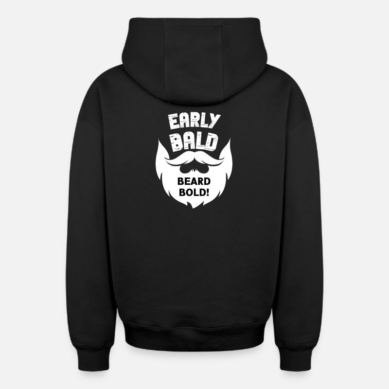 Early Bald Beard Bold - Sweat à capuche unisexe zippé oversize épais SPREAD - noir